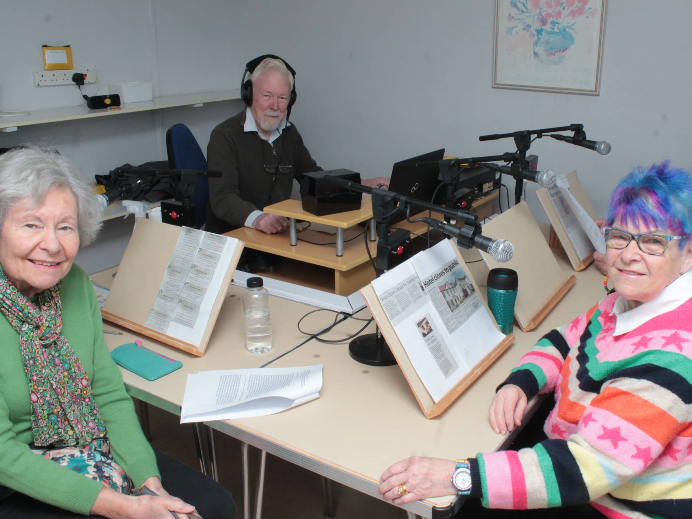 Volunteers in the recording studio