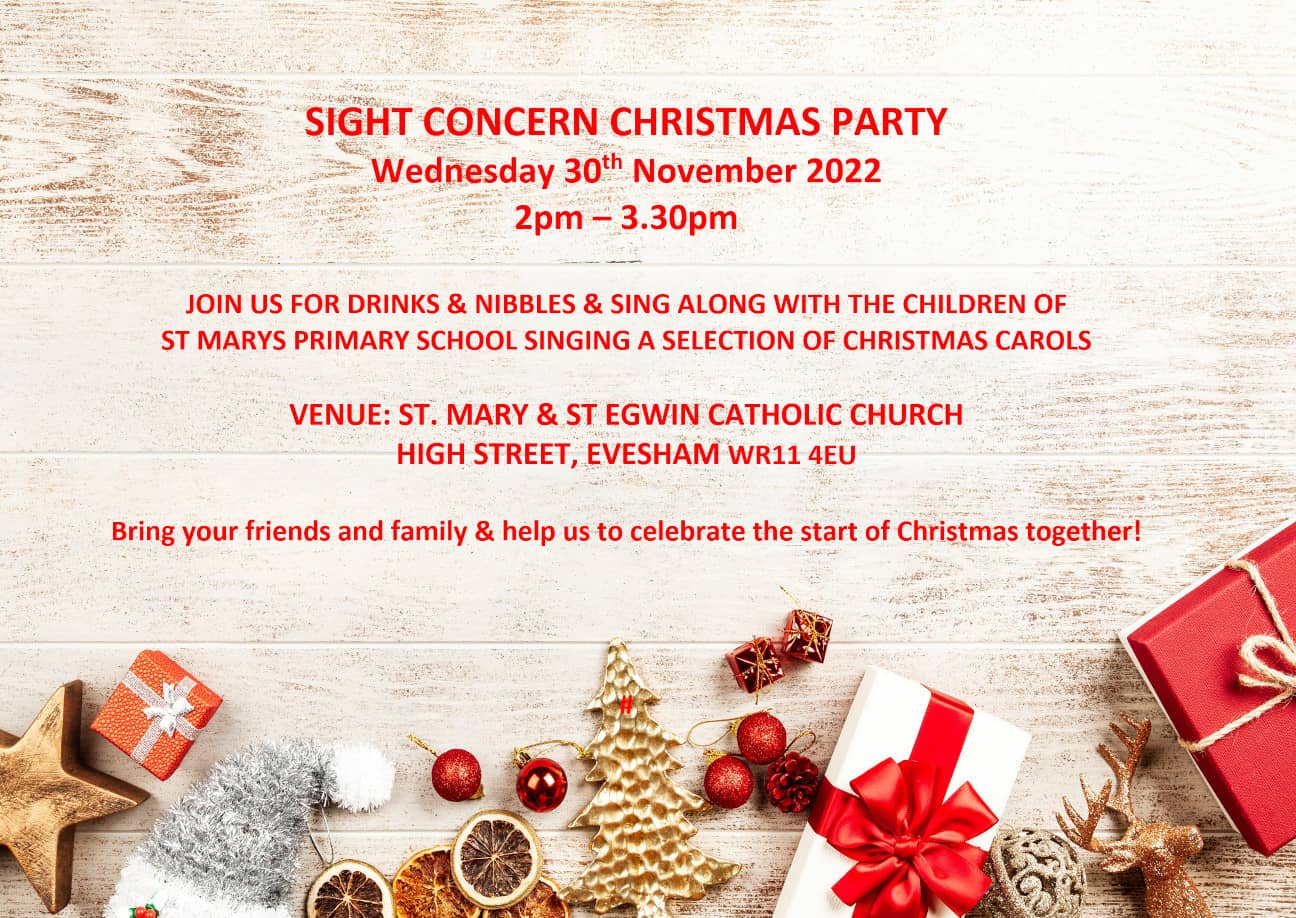Sight Concern Christmas Party invite, November 30th