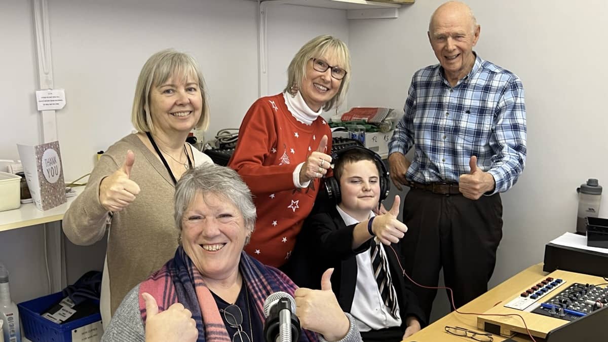 VTN team with New College Worcester student Lawson recording Christmas Special 2025